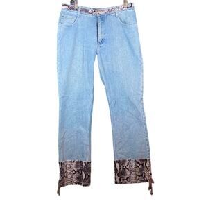 Vintage Vasco Womens Jeans Blue Denim Snake Print Straight Leg Cotton 15/16
